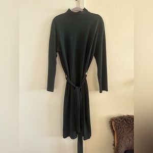 Zara Mockneck Green Cotton Midi/maxi Dress